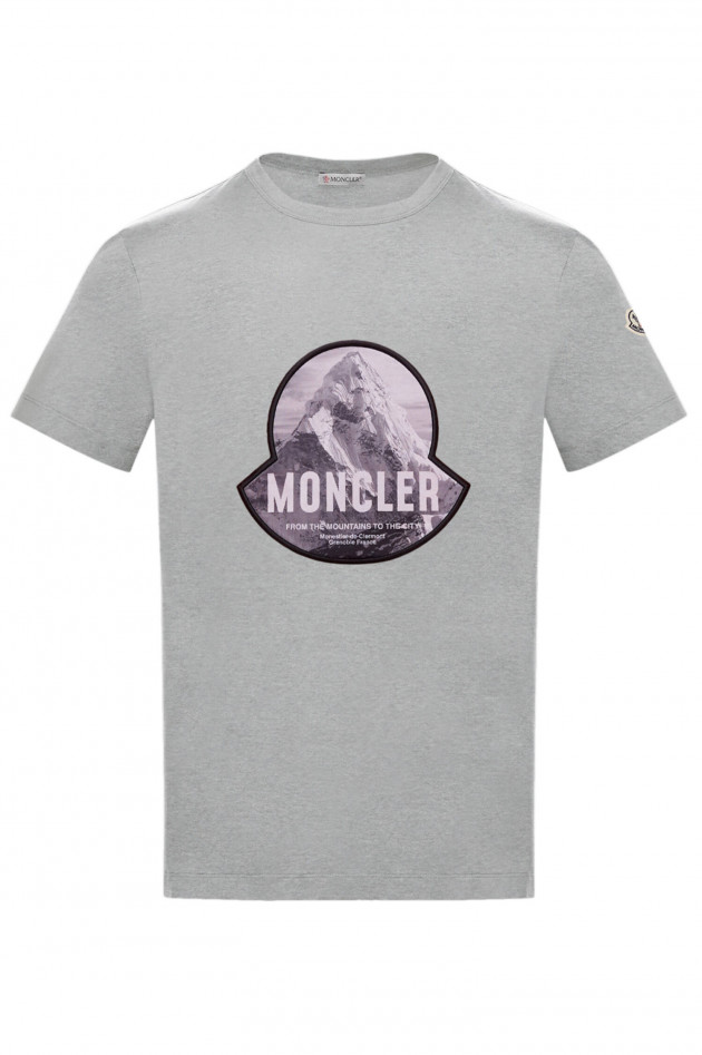 Moncler Baumwollshirt in Grau meliert