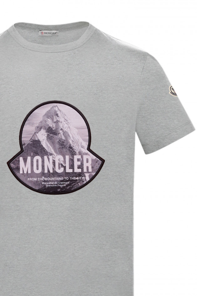 Moncler Baumwollshirt in Grau meliert