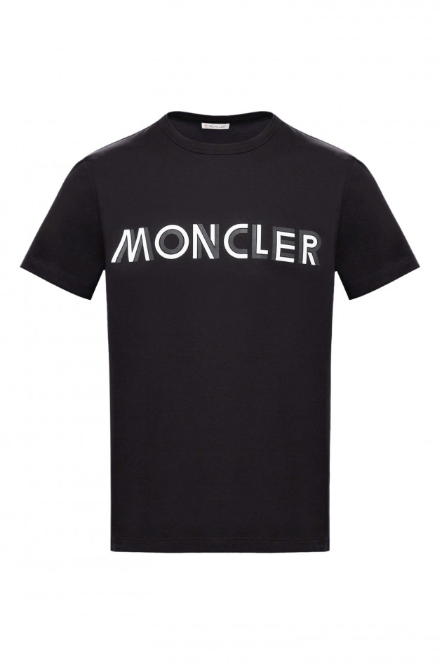 Moncler Baumwollshirt mit Schriftzug in Schwarz/Weiß