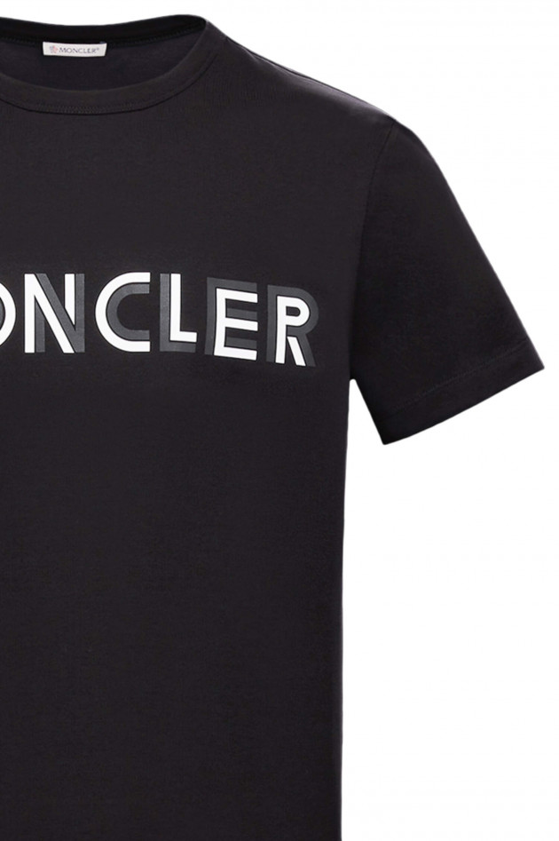 Moncler Baumwollshirt mit Schriftzug in Schwarz/Weiß