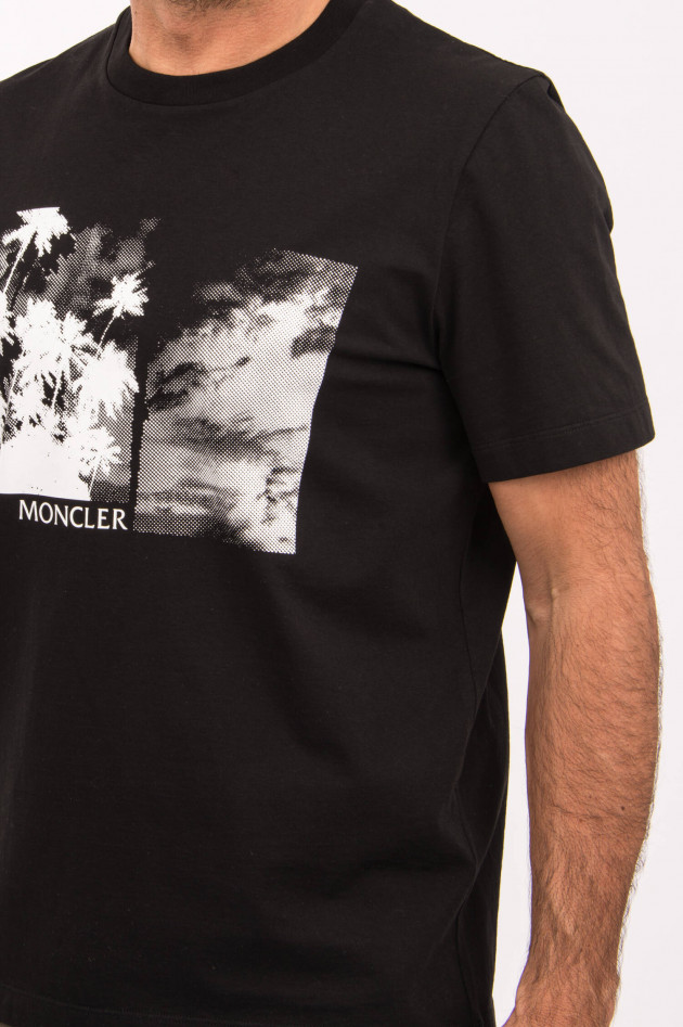 Moncler T-Shirt MAGLIA mit Palmen-Print in Schwarz