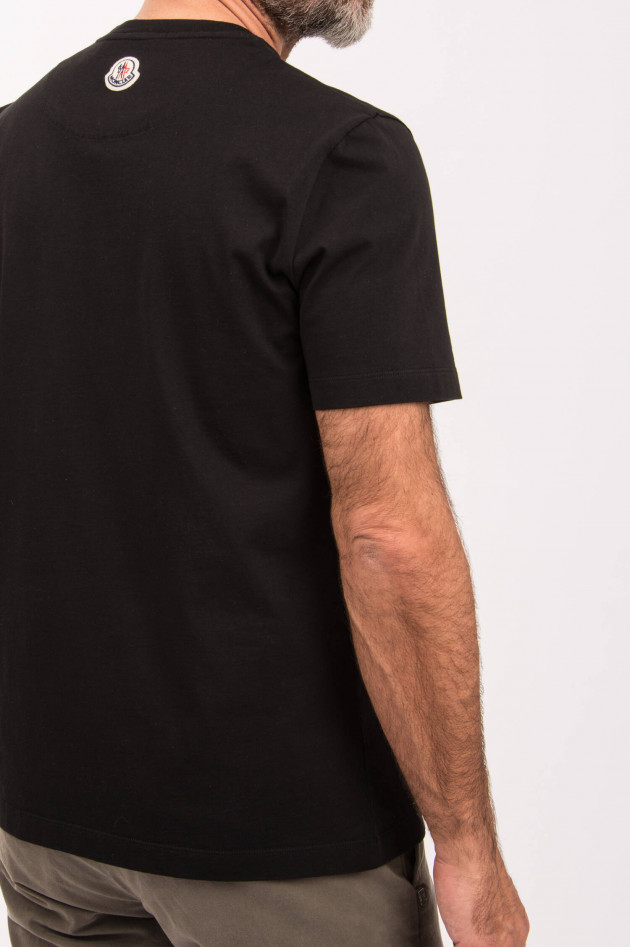 Moncler T-Shirt MAGLIA mit Palmen-Print in Schwarz