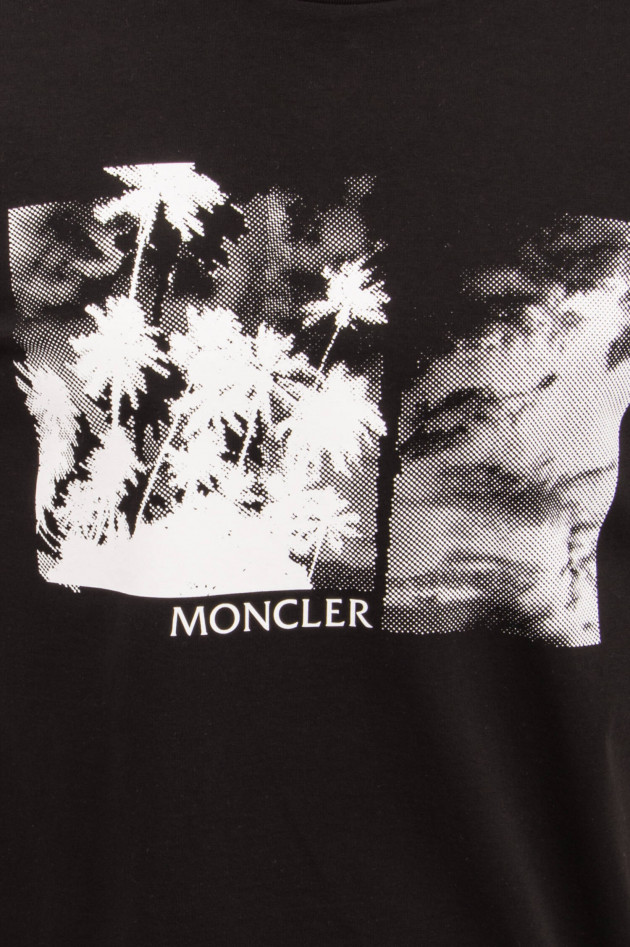 Moncler T-Shirt MAGLIA mit Palmen-Print in Schwarz