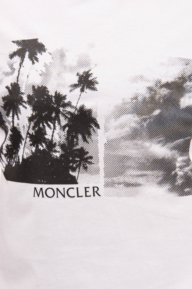 Moncler T-Shirt MAGLIA mit Palmen-Print in Weiß