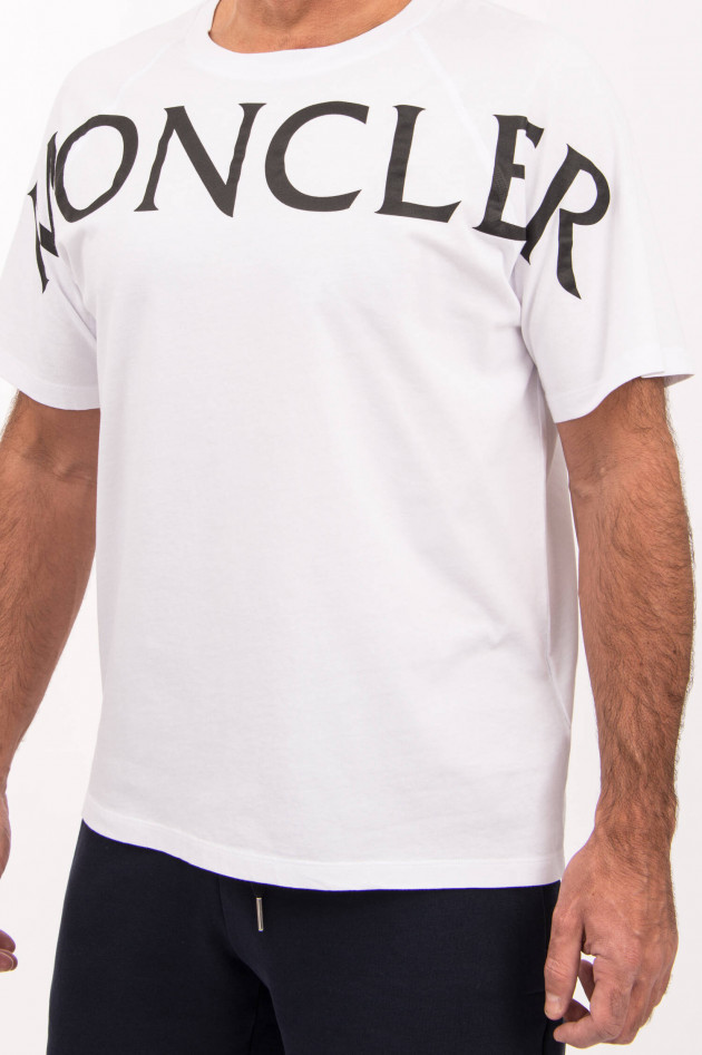 Moncler T-Shirt MAGLIA mit Moncler-Schriftzug in Weiß