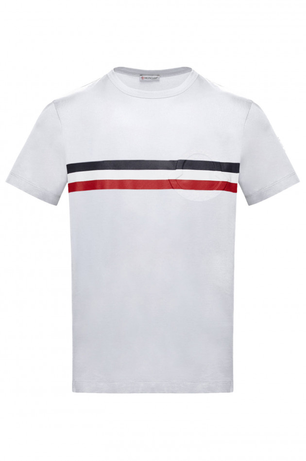 Moncler T-Shirt MAGLIA mit Relief-Logo in Weiß