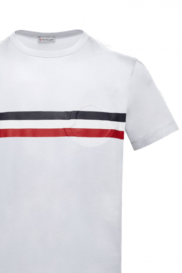 Moncler T-Shirt MAGLIA mit Relief-Logo in Weiß