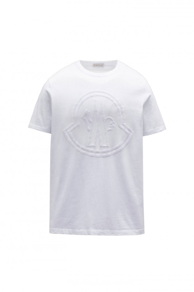 Moncler T-Shirt mit Samt-Logo in Weiß