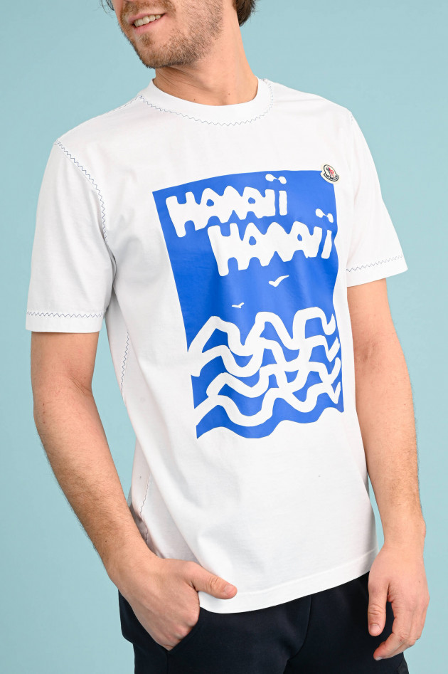 Moncler T-Shirt mit XL-Frontprint in Weiß