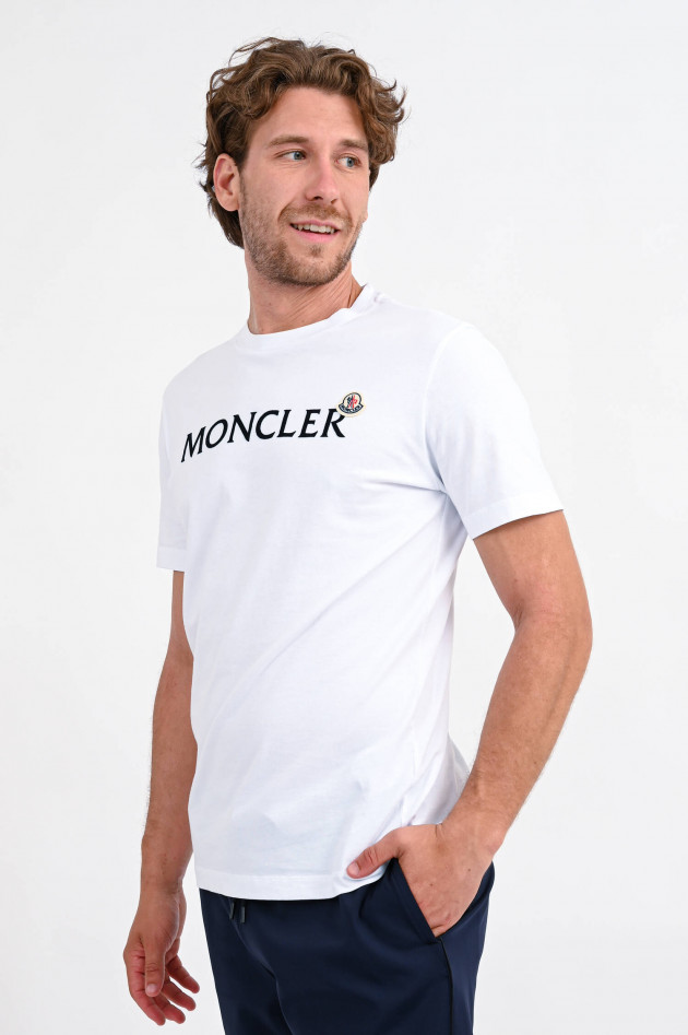 Moncler T-Shirt mit Logo-Print in Weiß