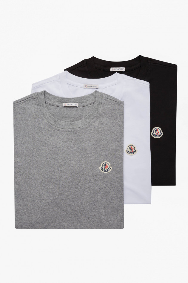 Moncler 3er Pack T-Shirts in Weiß/Grau/Schwarz