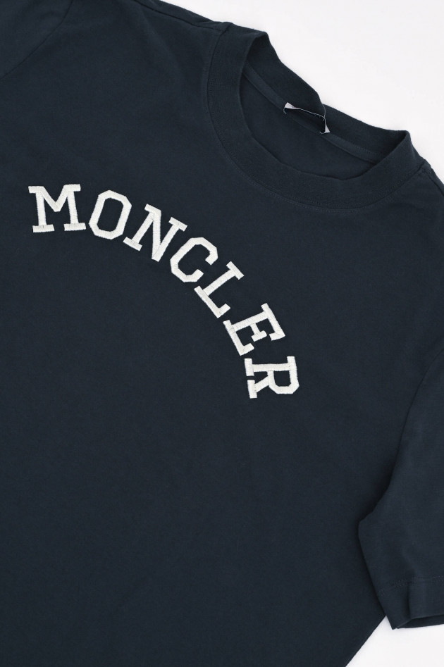 Moncler T-Shirt mit Logo Prägung in Navy