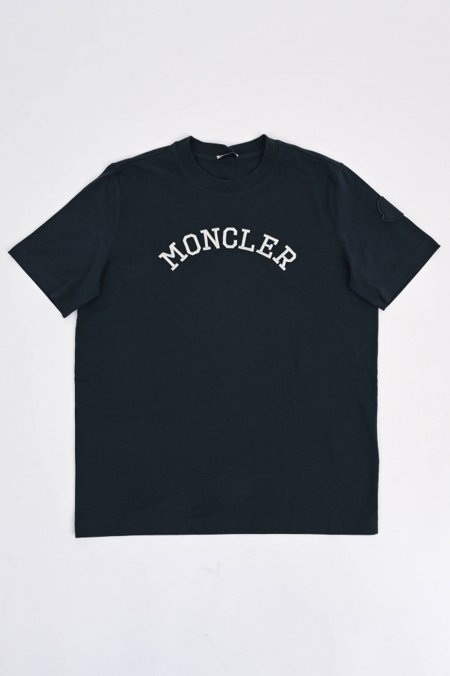 Moncler T-Shirt mit Logo Prägung in Navy