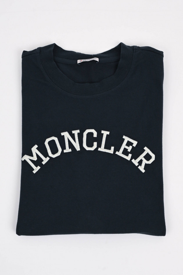 Moncler T-Shirt mit Logo Prägung in Navy