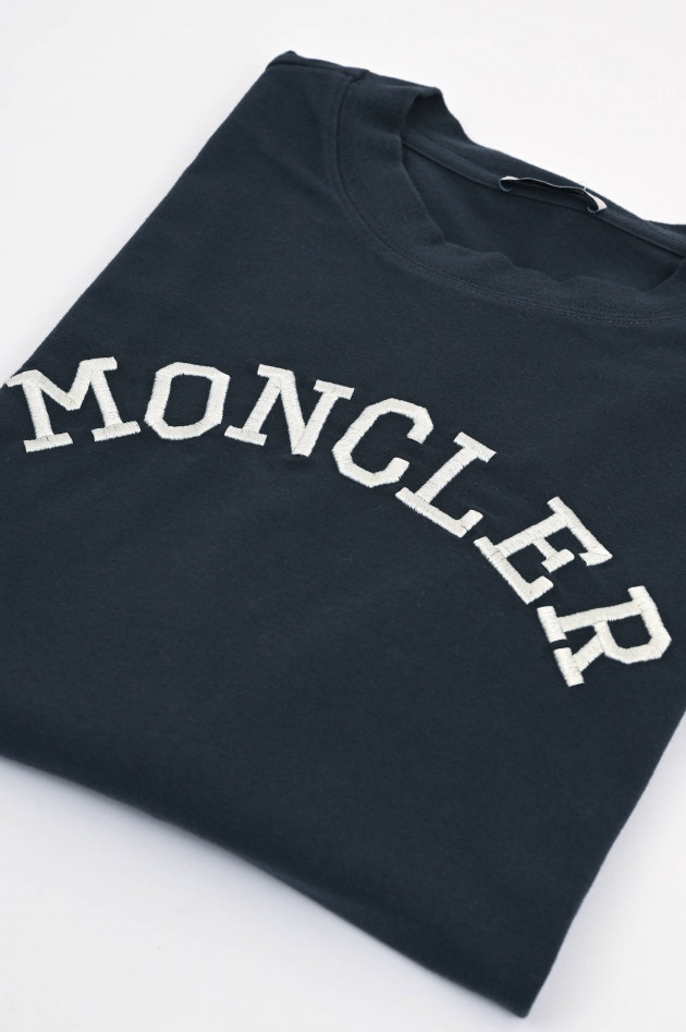 Moncler T-Shirt mit Logo Prägung in Navy