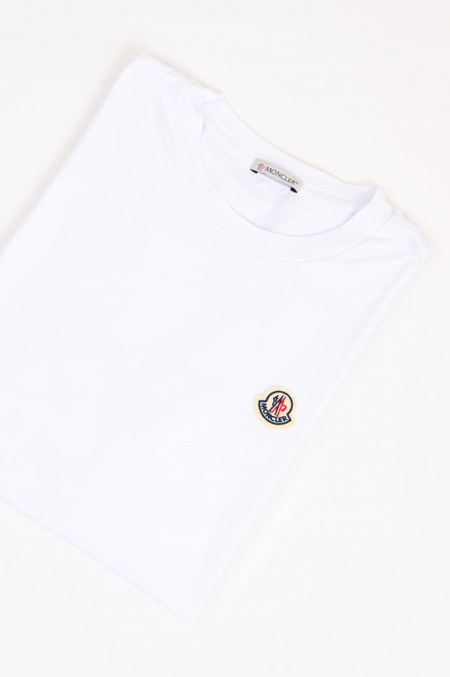 Moncler T-Shirt mit Logo-Stickerei in Weiß