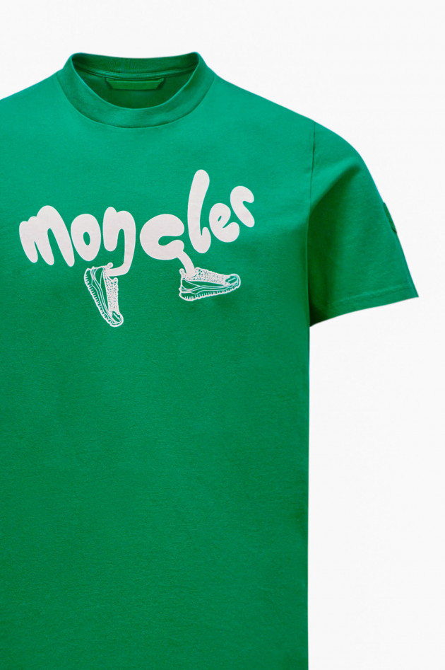 Moncler T-Shirt mit Frontprint in Grün