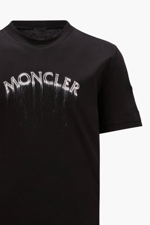 Moncler T-Shirt mit Frontprint in Schwarz