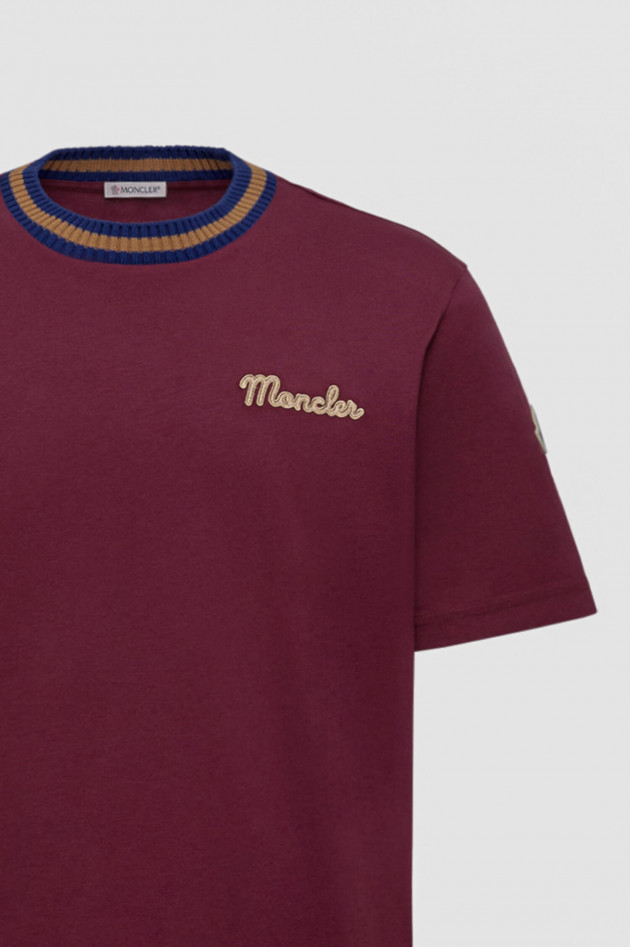 Moncler Kurzarmshirt mit Strick-Detail in Burgundy