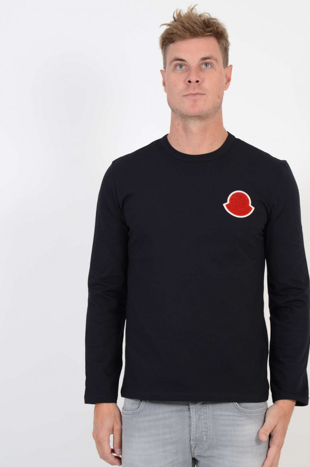 Moncler Langarmshirt mit Plüchlogo in Navy