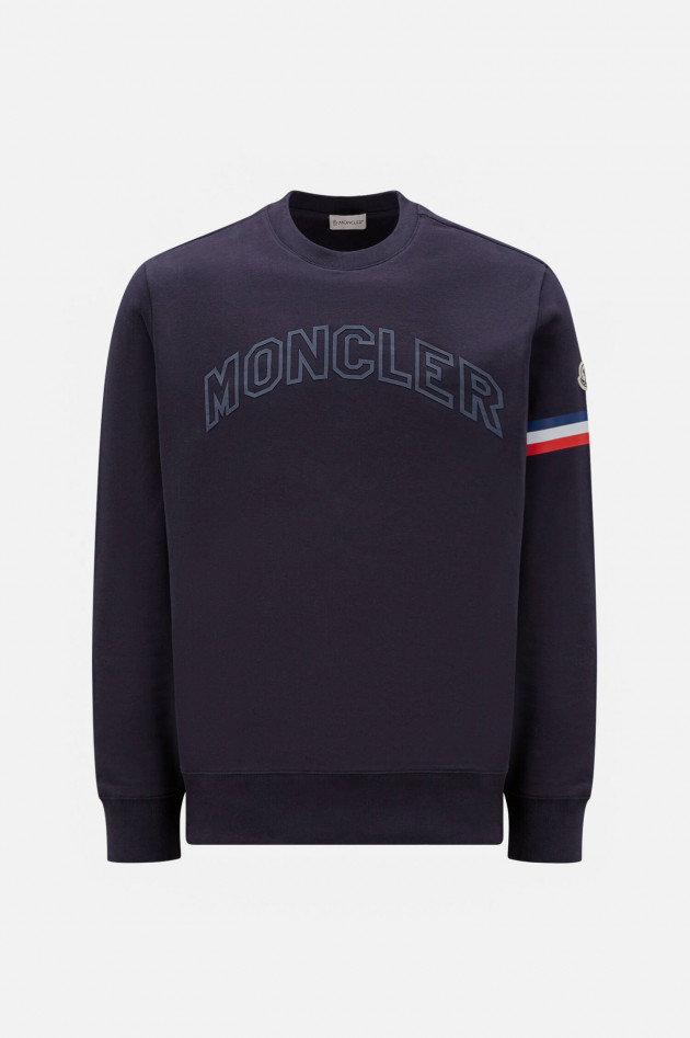 Moncler Langarmshirt mit Streifen am linken Arm in Navy
