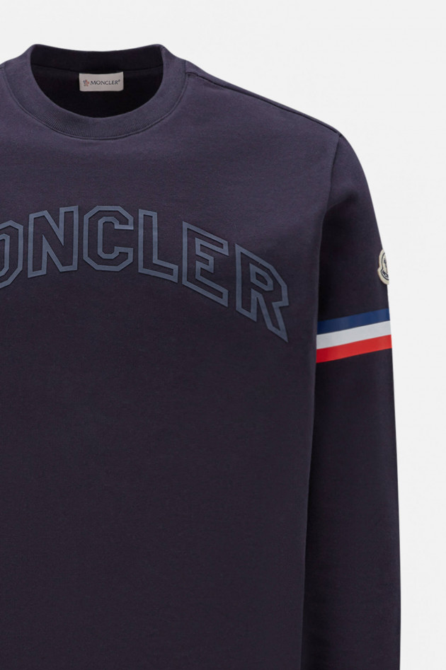 Moncler Langarmshirt mit Streifen am linken Arm in Navy