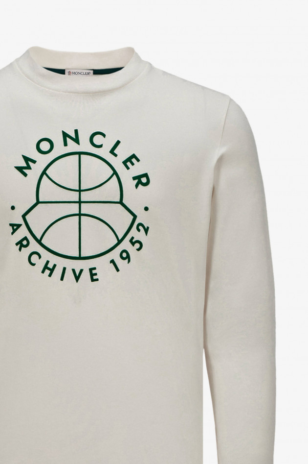Moncler Sweatshirt mit MONCLER Schriftzug in Creme/Grün