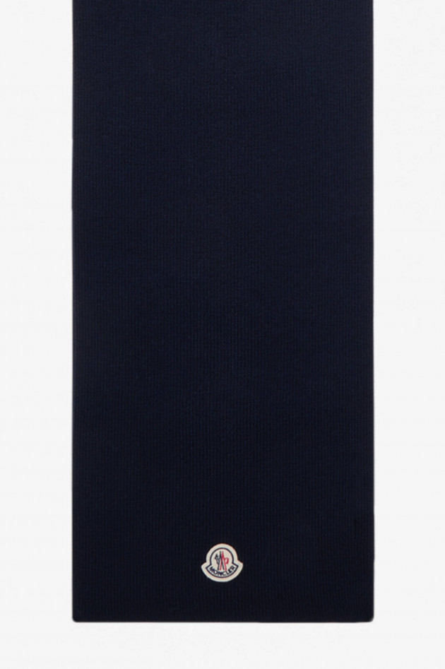 Moncler Wollschal mit Logo-Aufnäher in Navy