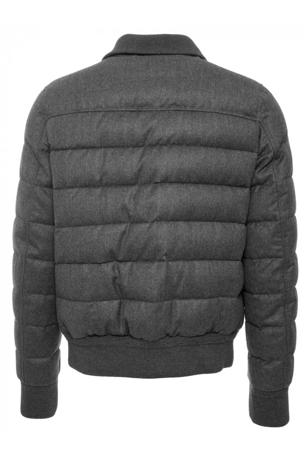Moncler Wolljacke mit Lederbesatz Grau/Braun