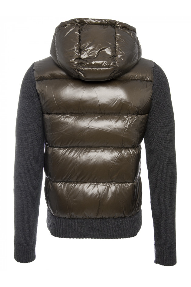 Moncler Strick/Daunenjacke im Materialmix Anthrazit/Oliv