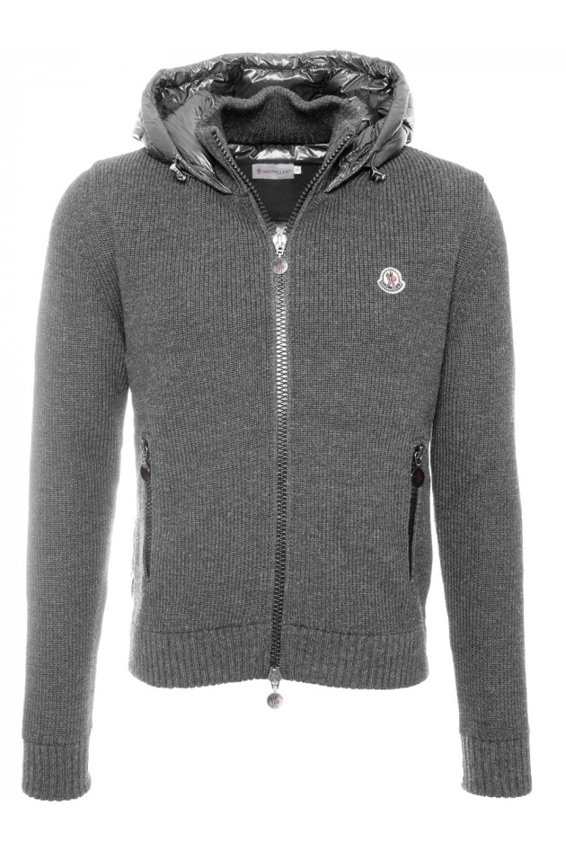 Moncler Strick-/Daunenjacke Hellgrau