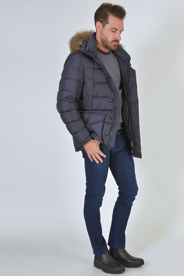 Moncler Parka CLUNY mit Fellbesatz in Marine