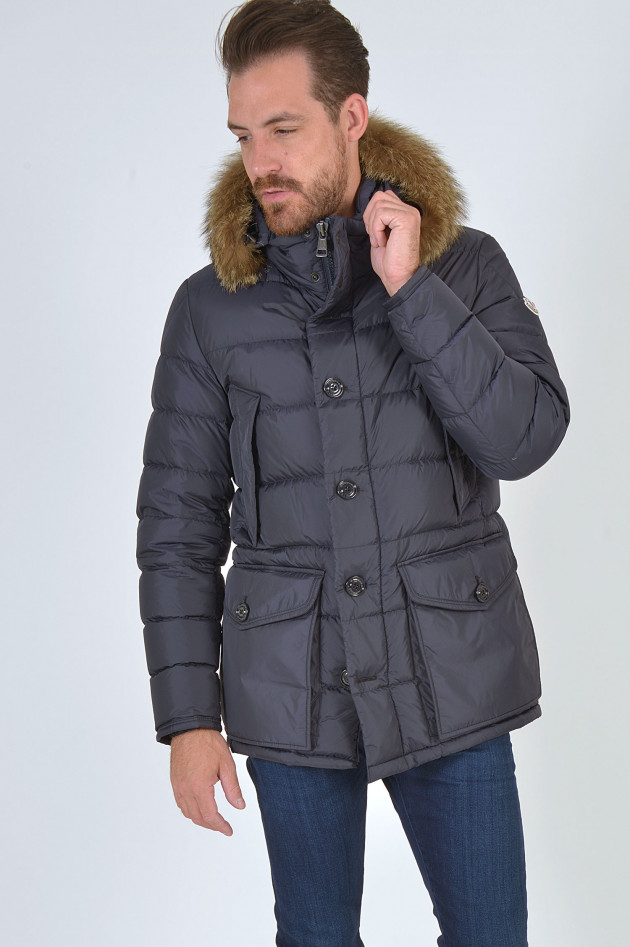 Moncler Parka CLUNY mit Fellbesatz in Marine