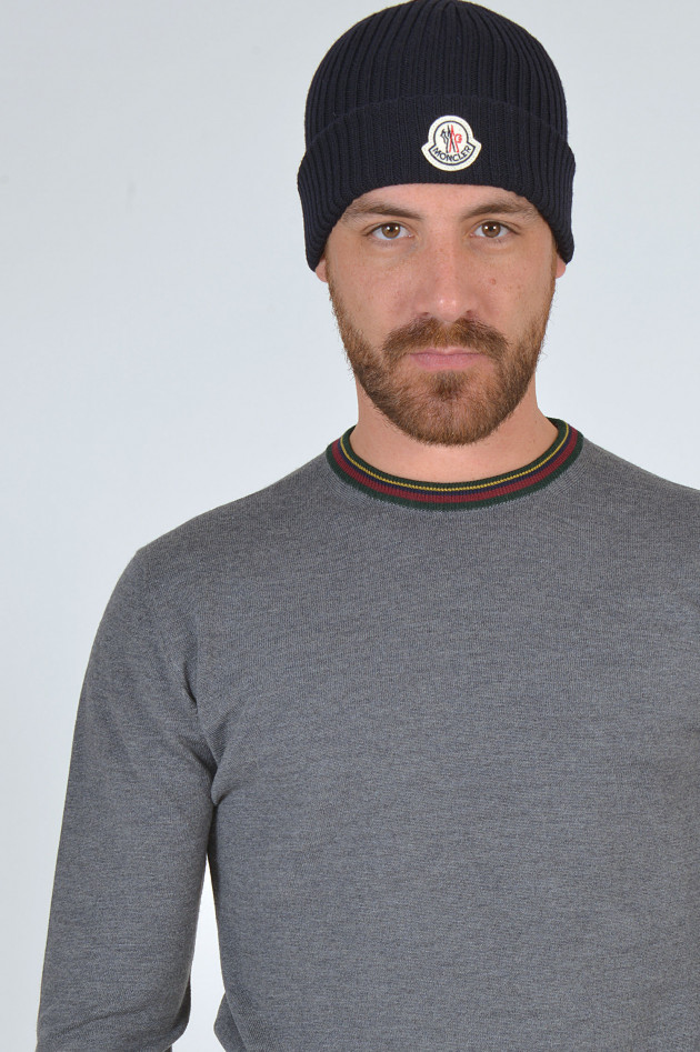 Moncler Rippstrickmütze in Navy