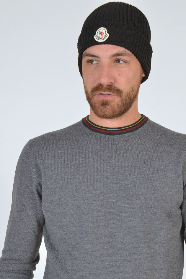 Moncler Rippstrickmütze in Schwarz