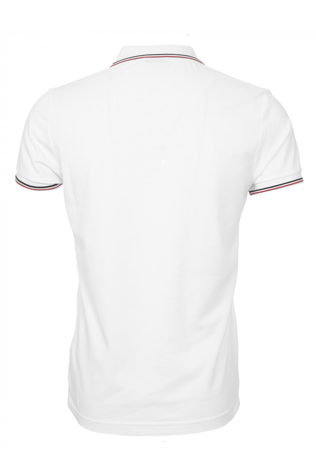 Moncler Poloshirt mit Tricolorekragen in Weiß