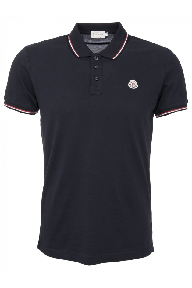 Moncler Poloshirt mit Tricolorekragen in Navy