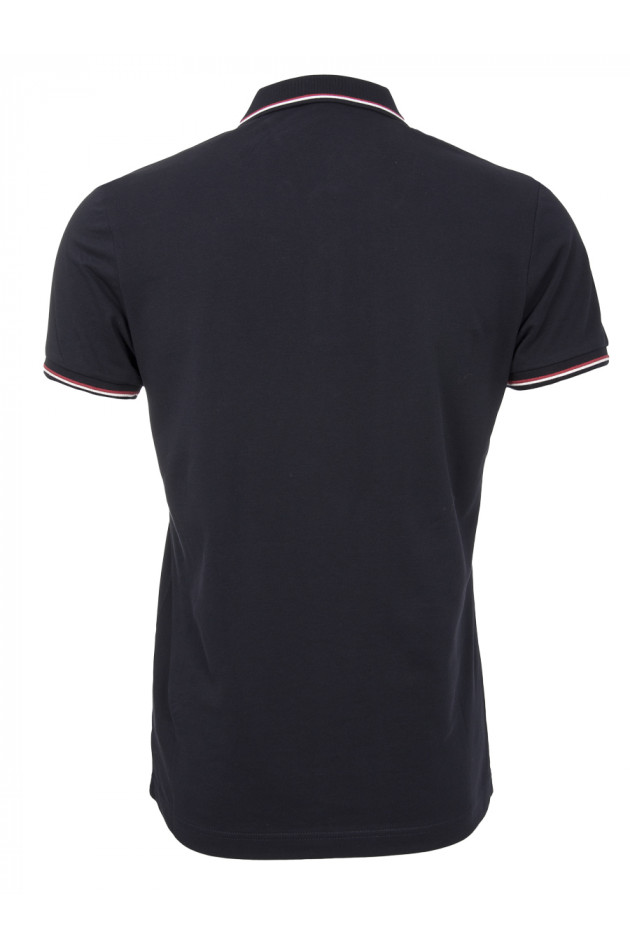Moncler Poloshirt mit Tricolorekragen in Navy