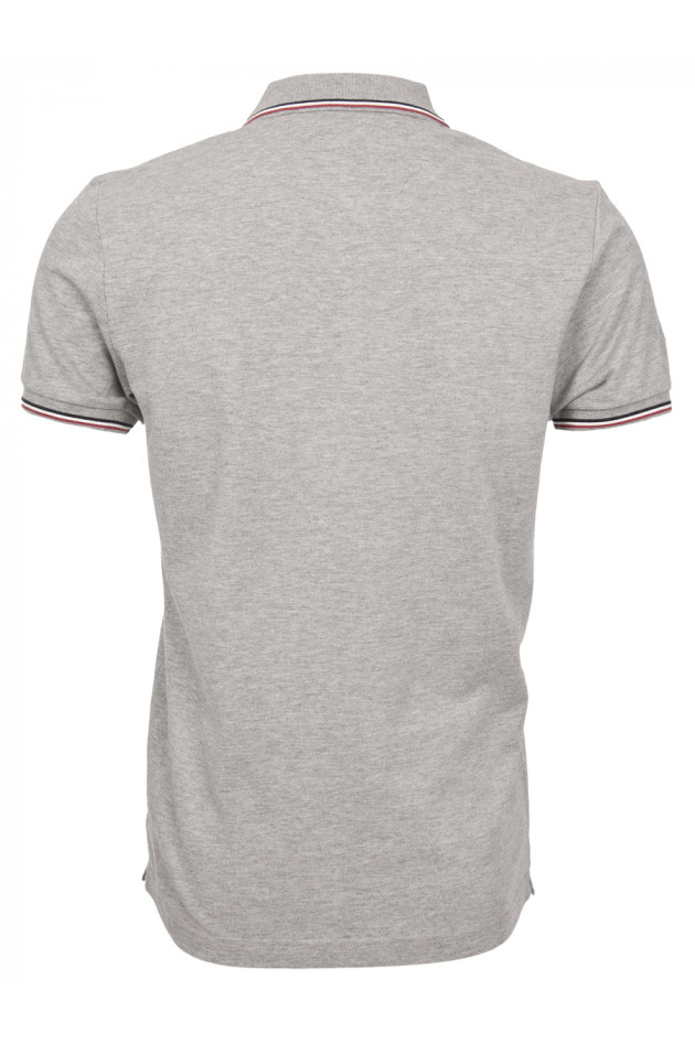 Moncler Poloshirt mit Tricolorekragen in Grau