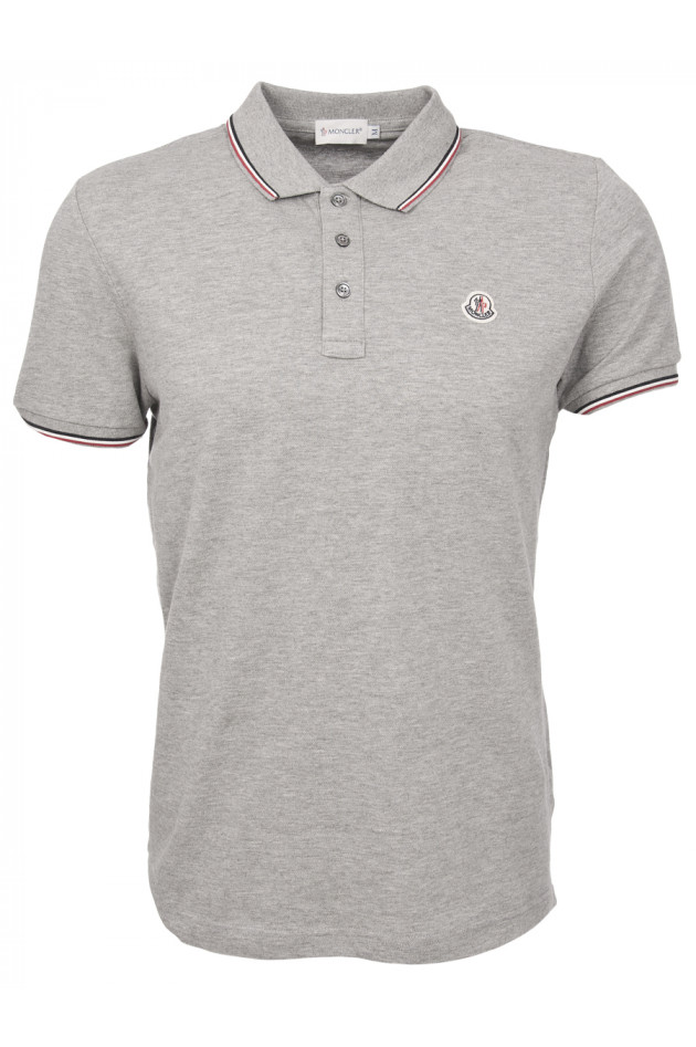 Moncler Poloshirt mit Tricolorekragen in Grau