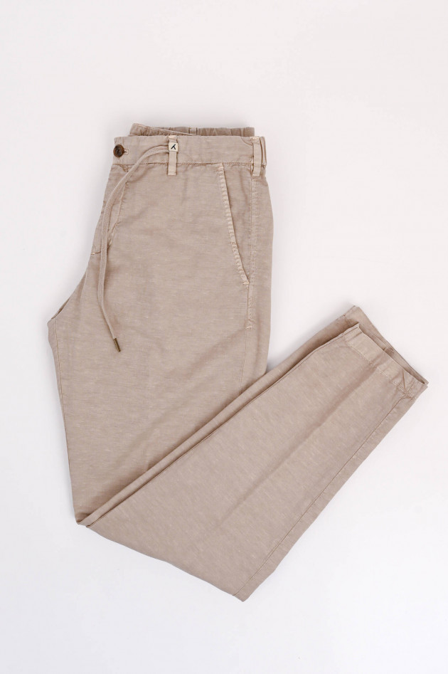 Myths Hose aus Baumwolle und Leinen in Beige meliert