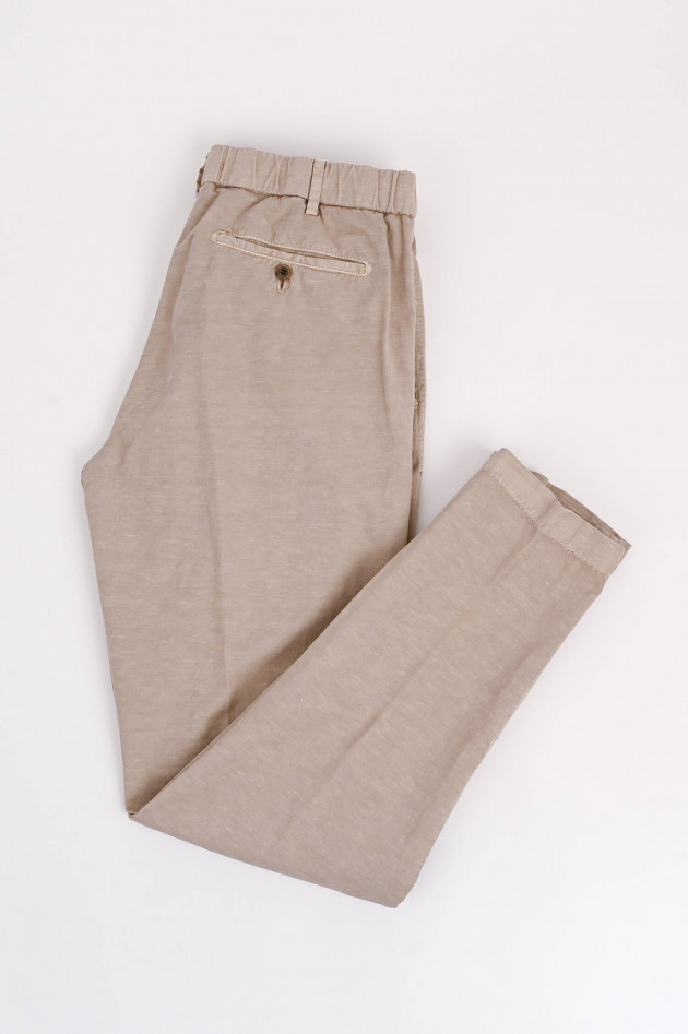 Myths Hose aus Baumwolle und Leinen in Beige meliert