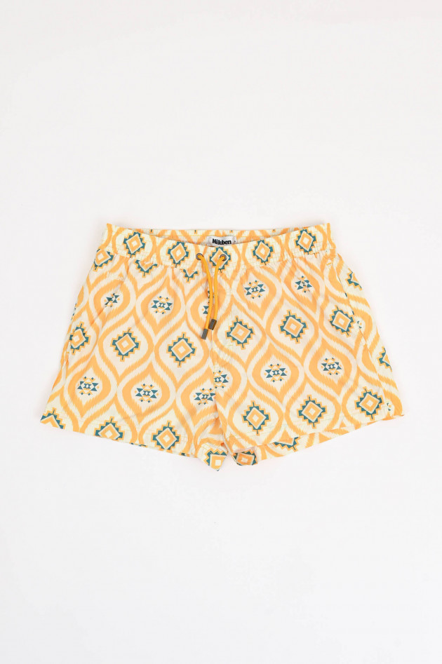 Nikben Badehose mit Mosaik-Print in Gelb/Grün