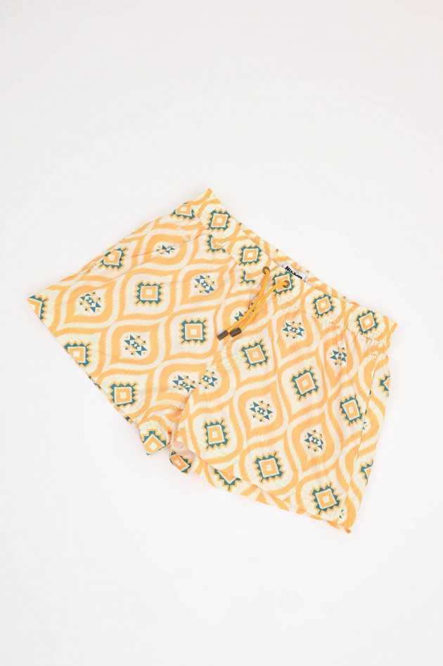 Nikben Badehose mit Mosaik-Print in Gelb/Grün