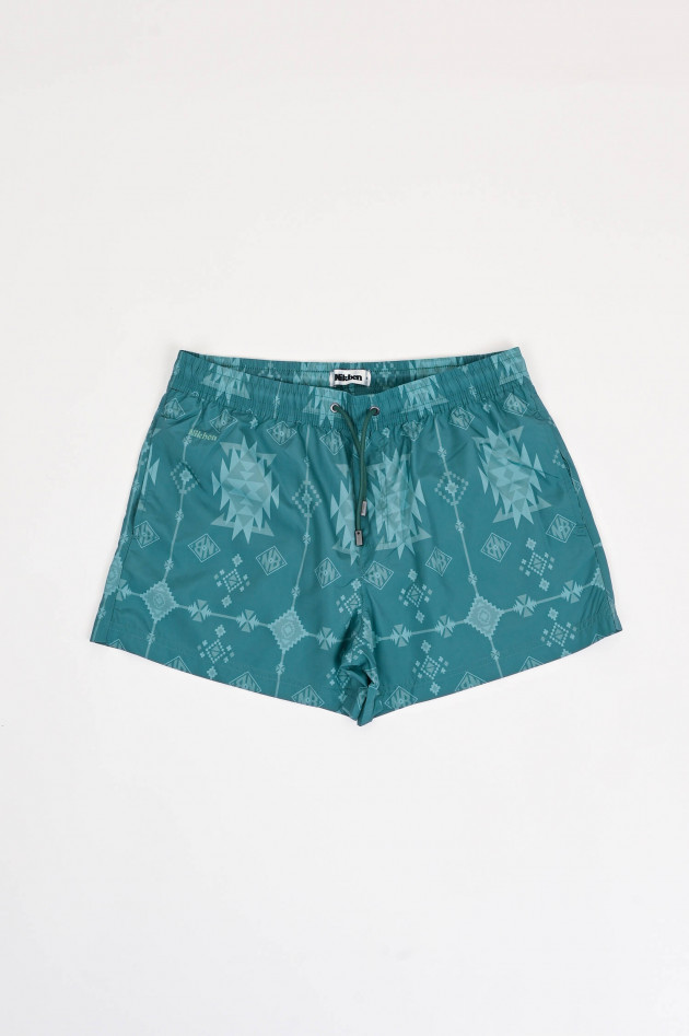 Nikben Badehose mit Inka-Print in Dunkelgrün