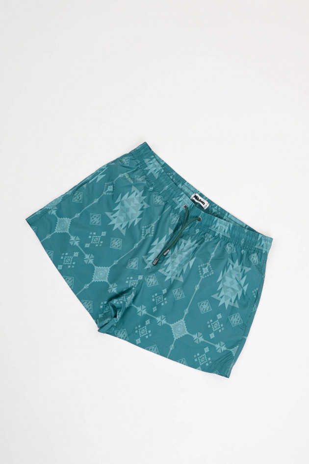 Nikben Badehose mit Inka-Print in Dunkelgrün