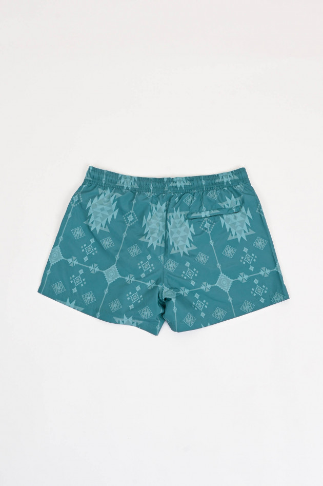 Nikben Badehose mit Inka-Print in Dunkelgrün