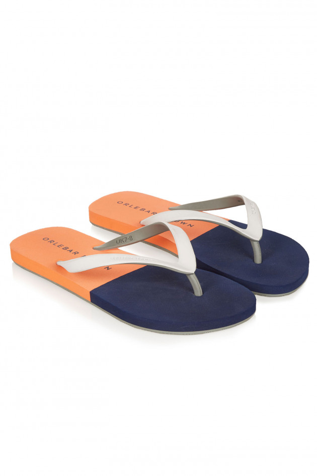 Orlebar Brown Flip Flop in Navy/Orange