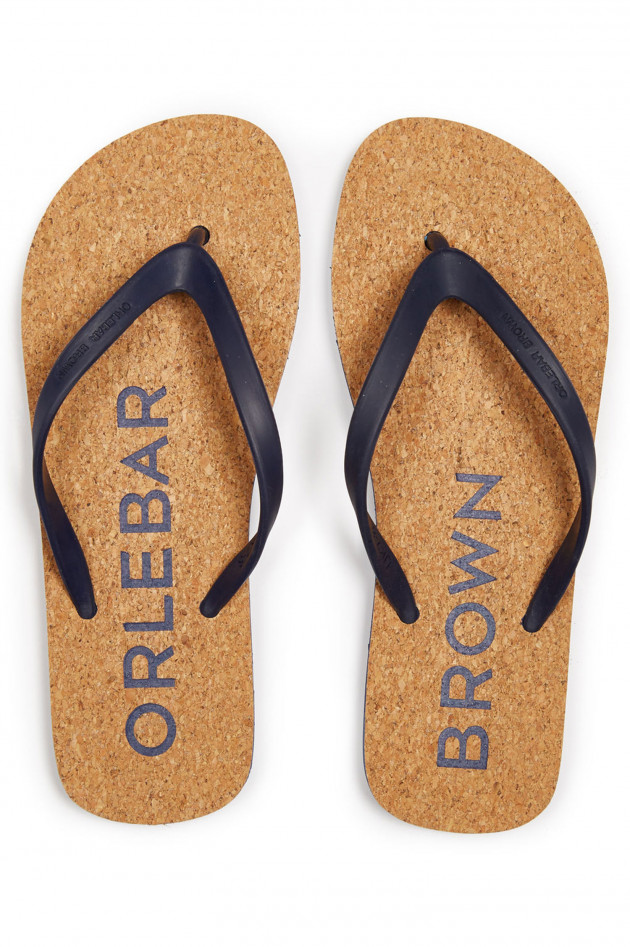 Orlebar Brown Flip Flop mit Kork in Navy