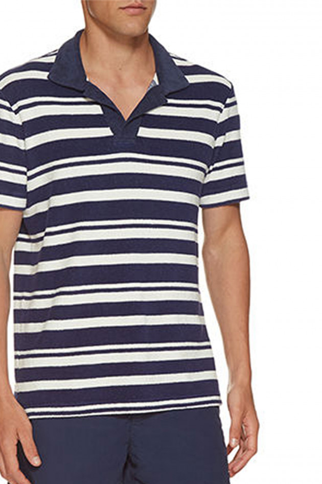 Orlebar Brown Frottee - Shirt in Blau/Weiß gestreift